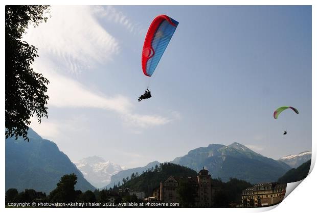 A group of people enjoying paragliding Print by PhotOvation-Akshay Thaker
