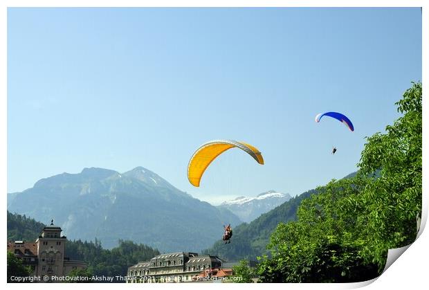 A group of people enjoying paragliding Print by PhotOvation-Akshay Thaker