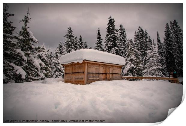 A house or a cabin covered in snow Print by PhotOvation-Akshay Thaker
