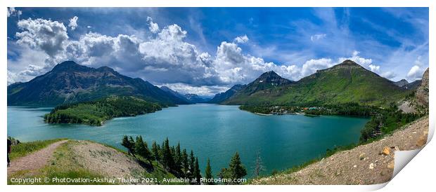 Panoramic view Waterton lake Alberta, Canada Print by PhotOvation-Akshay Thaker