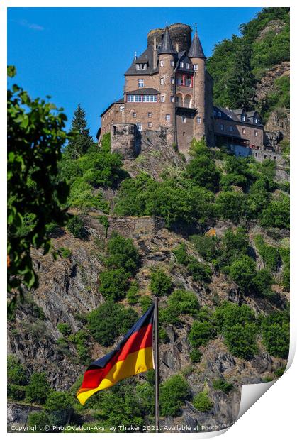 Katz Castle known as Neukatzenelnbogen hill Castle Print by PhotOvation-Akshay Thaker