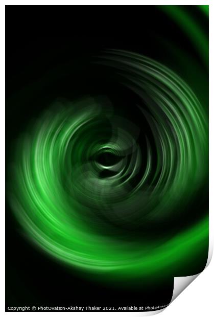 Green eye of imaginary twister. Artistically generated Digital art for creative display or decoration. Print by PhotOvation-Akshay Thaker