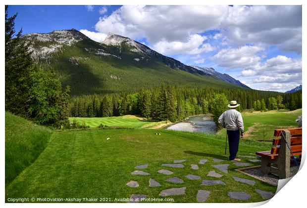 A person standing on a Golf Ground Print by PhotOvation-Akshay Thaker