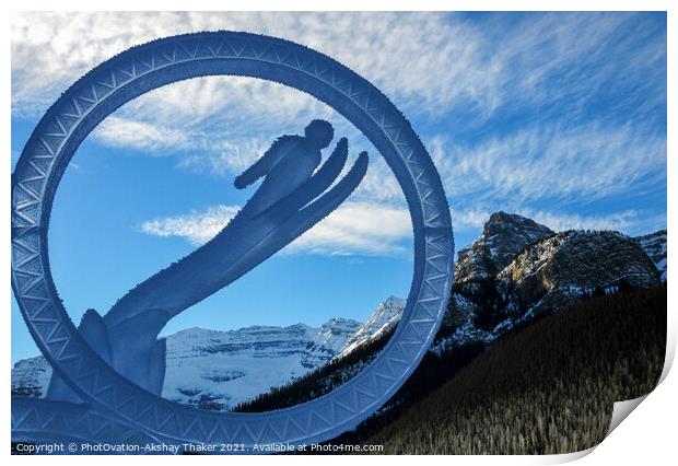An Ice sculpture representing world sports winter athletic event Print by PhotOvation-Akshay Thaker