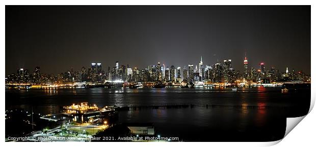 Poster perfect New York city panoramic illuminated skyline  Print by PhotOvation-Akshay Thaker