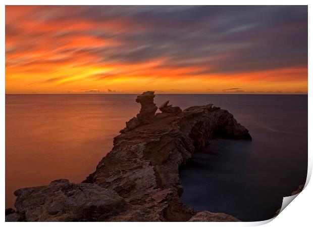Spectacular and cloudy sunrise in cabo martinet, Ibiza Print by Vicen Photo