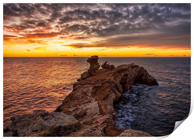 A beautiful sunrise at Cape Martinet in Ibiza Print by Vicen Photo