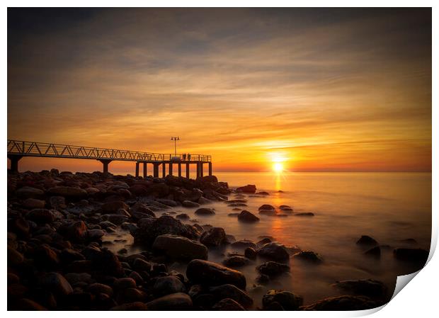 Photography with a beautiful and calm sunrise at sea Print by Vicen Photo