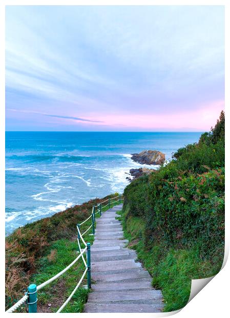 Photography with some stairs to the Cantabrian in Zarautz Print by Vicen Photo