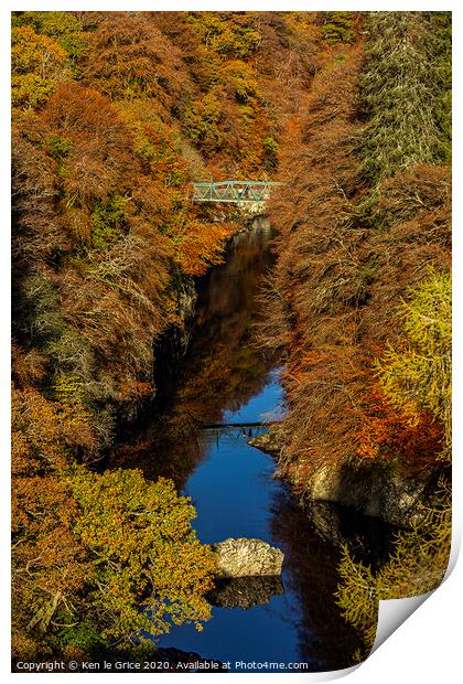 Autumn colours at Garry Bridge Print by Ken le Grice