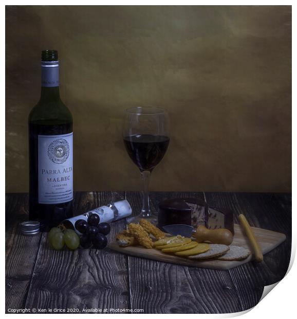 Cheese and wine Print by Ken le Grice