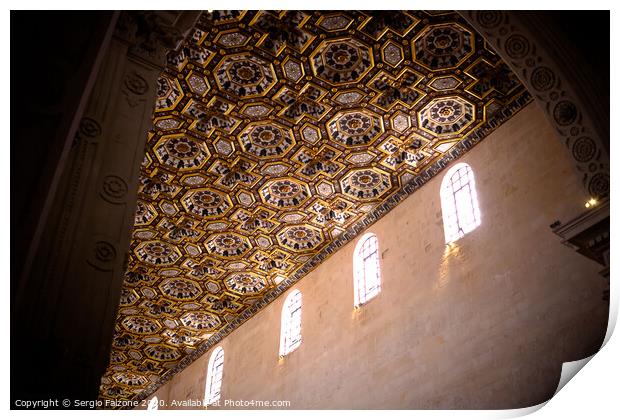 The ceiling of the cathedral of Otranto, Italy Print by Sergio Falzone