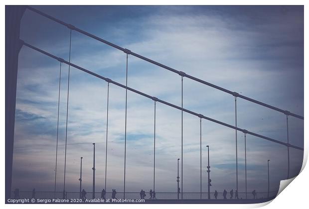 Abstract Human silhouettes on the Elizabeth bridge in Budapest Print by Sergio Falzone