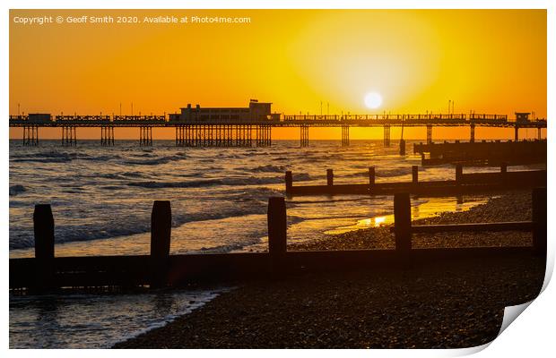 Sunset at Worthing Pier Print by Geoff Smith
