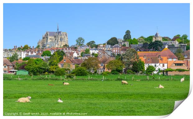 Arundel town & cathedral Print by Geoff Smith