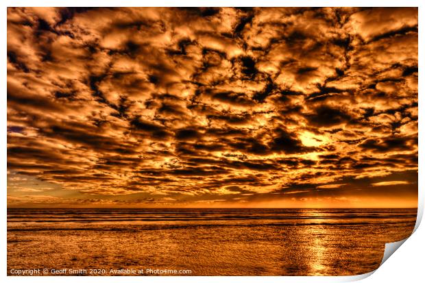 Golden Orange Sunset at Sea Print by Geoff Smith