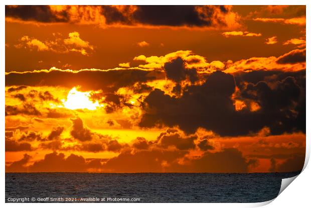 Cloudy Sunset at Sea Print by Geoff Smith