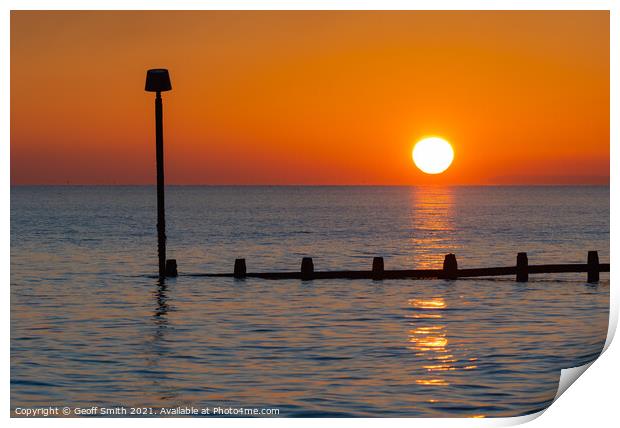 Sunset Reflecting at Sea Print by Geoff Smith