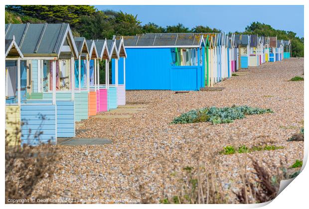 Beach Huts in Rustington Print by Geoff Smith