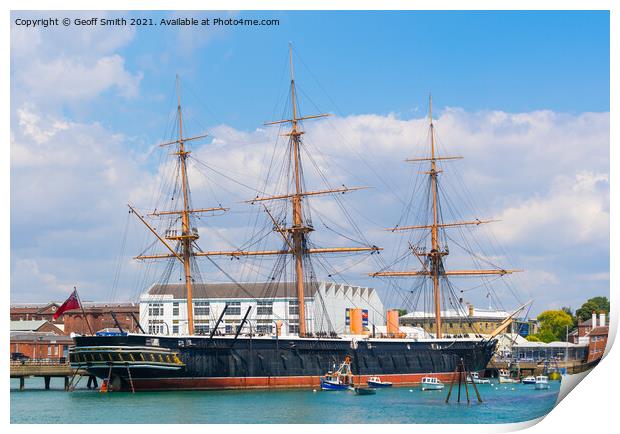HMS Warrior at Portsmouth Print by Geoff Smith