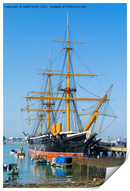 HMS Warrior at Portsmouth Print by Geoff Smith