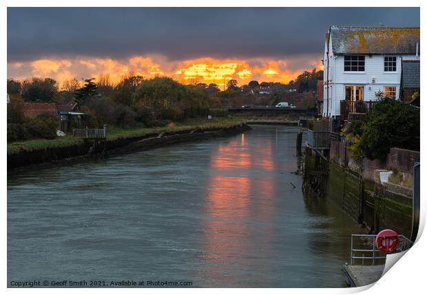 Sunset at River Arun in Arundel Print by Geoff Smith