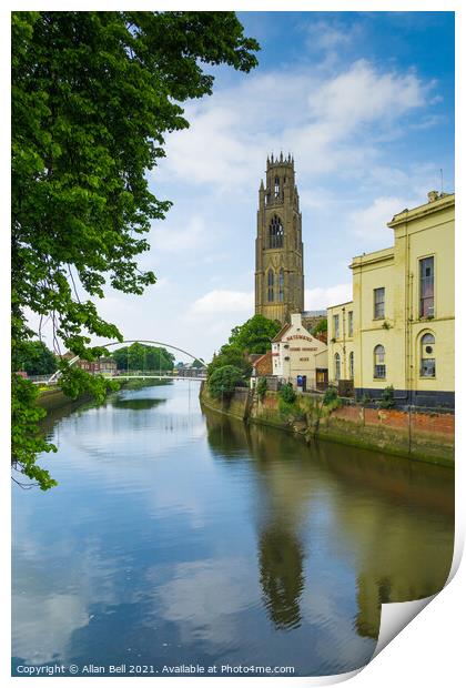 Boston Stump and River Witham Print by Allan Bell