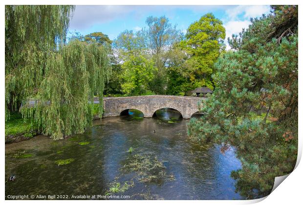 Bridge over river Coln Bibury Cotswolds Print by Allan Bell