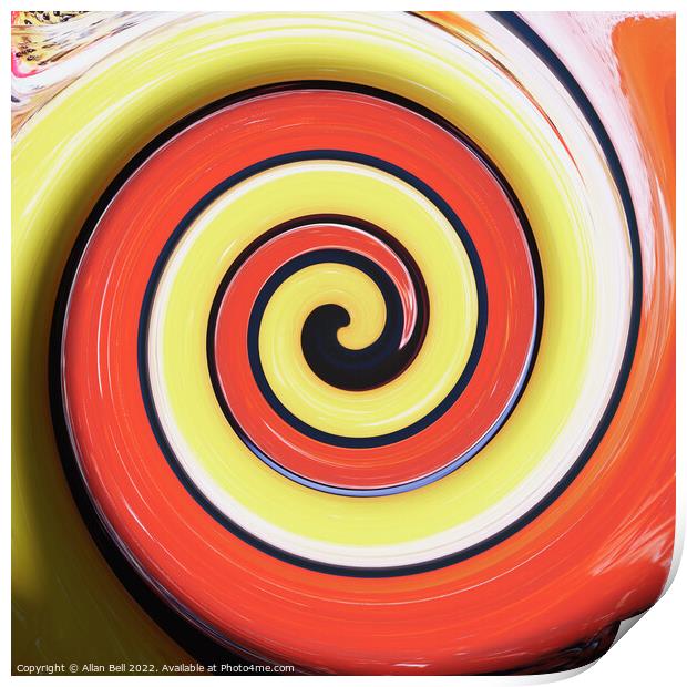 Red and Yellow Swirl Print by Allan Bell