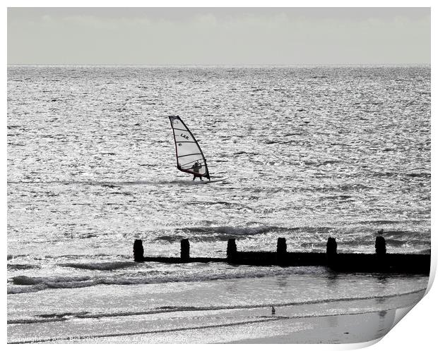 Wind surfer 0ff Bognor Beach Print by Allan Bell