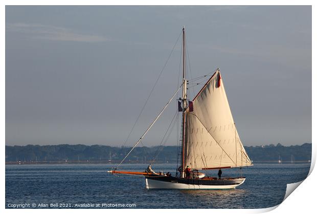 Sloop on Solent Early Morning Print by Allan Bell