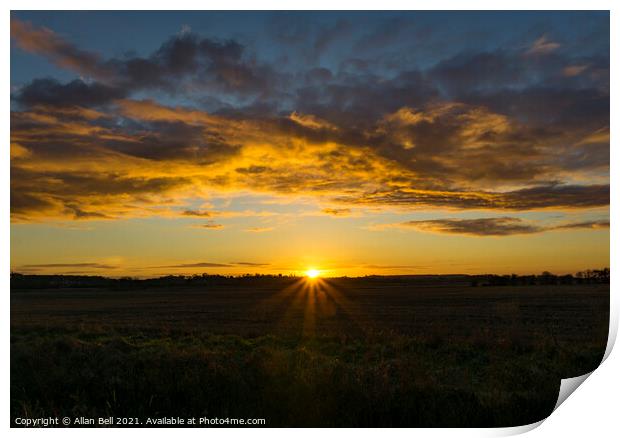 Sunset over Lincolnshire Print by Allan Bell