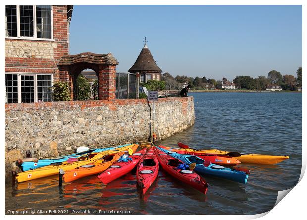 Canoes at Bosham Print by Allan Bell