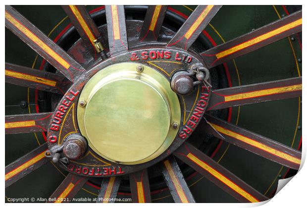 Burrell Traction Engine Wheel Hub Print by Allan Bell