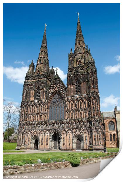 Lichfield Cathedral Print by Allan Bell