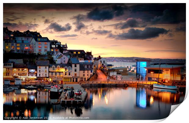 Brixham Twilight Print by Alan Jenkinson