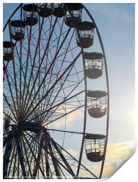 Ferris Wheel At Sunset Print by andrew morrell