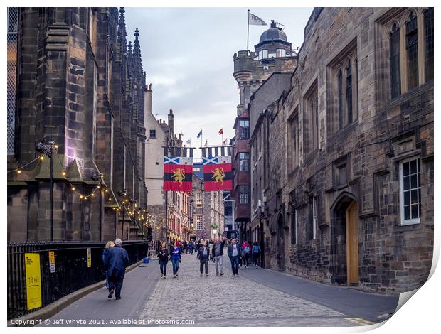 Looking down the Royal Mile  Print by Jeff Whyte