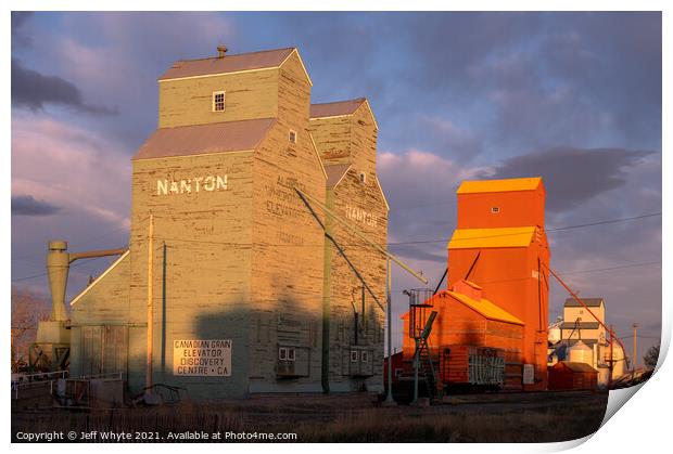 Elevator row in Nanton  Print by Jeff Whyte