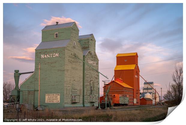 Elevator row in Nanton Print by Jeff Whyte
