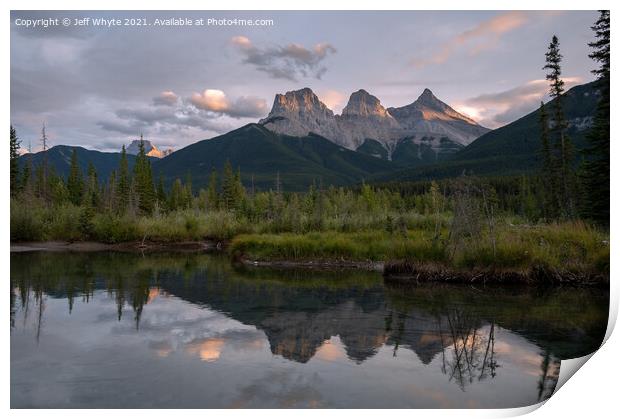 Three Sisters mountain in Kananaskis Country Print by Jeff Whyte