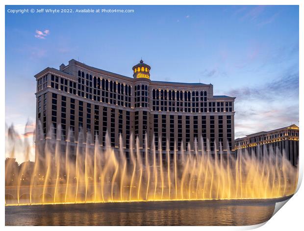 Fountains of Bellagio Resort and Casino Print by Jeff Whyte