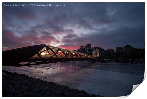 Peace Bridge at sunrise Print by Jeff Whyte