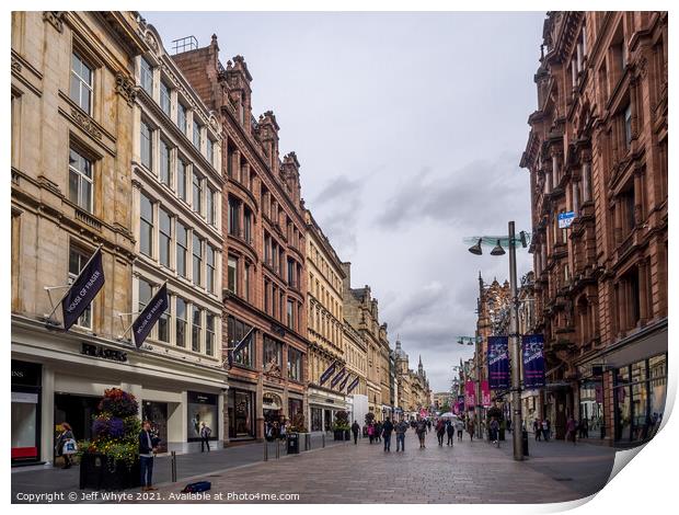 Buchanan Street in Glasgow Print by Jeff Whyte