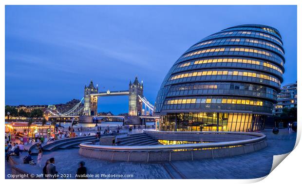 London City Hall and Tower Bridge Print by Jeff Whyte