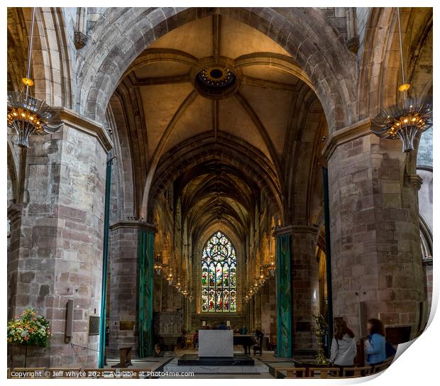 Interior of St. Giles Cathedral Print by Jeff Whyte