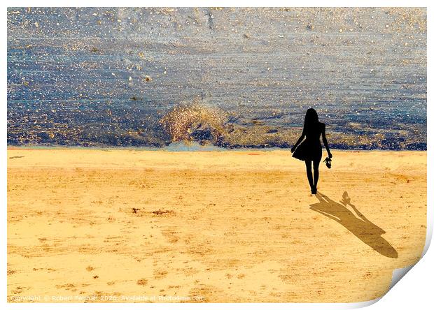 Woman On A Beach Print by Robert Fennah