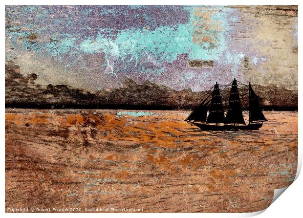 Ship In A Storm  Print by Robert Fennah