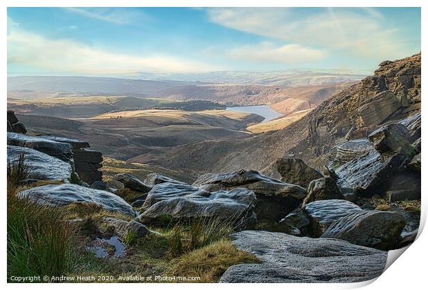 View Over Kinder Downfall Print by Andrew Heath