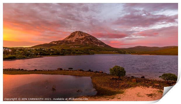 "Golden Majesty: The Enchanting Mount Errigal" Print by KEN CARNWATH